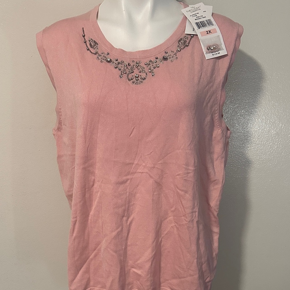 Karen Kane Pink Embellished Muscle Tee